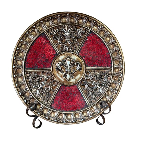 Decorative Fleur-De-Lis Plate Charger Mosaic VTG Home Decor Regency Display - Picture 11 of 11